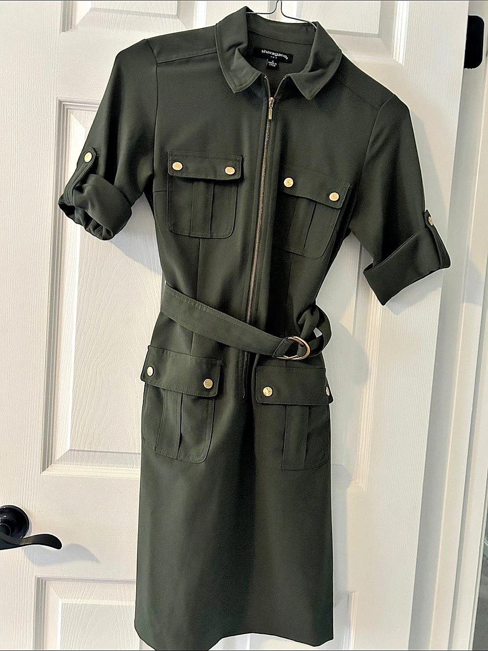 Sharagano Utility Dress in Army Green